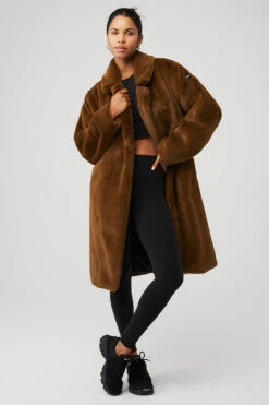 Oversized Faux Fur Trench - Chocolate