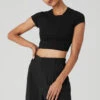 Alosoft Crop Finesse Short Sleeve - Black