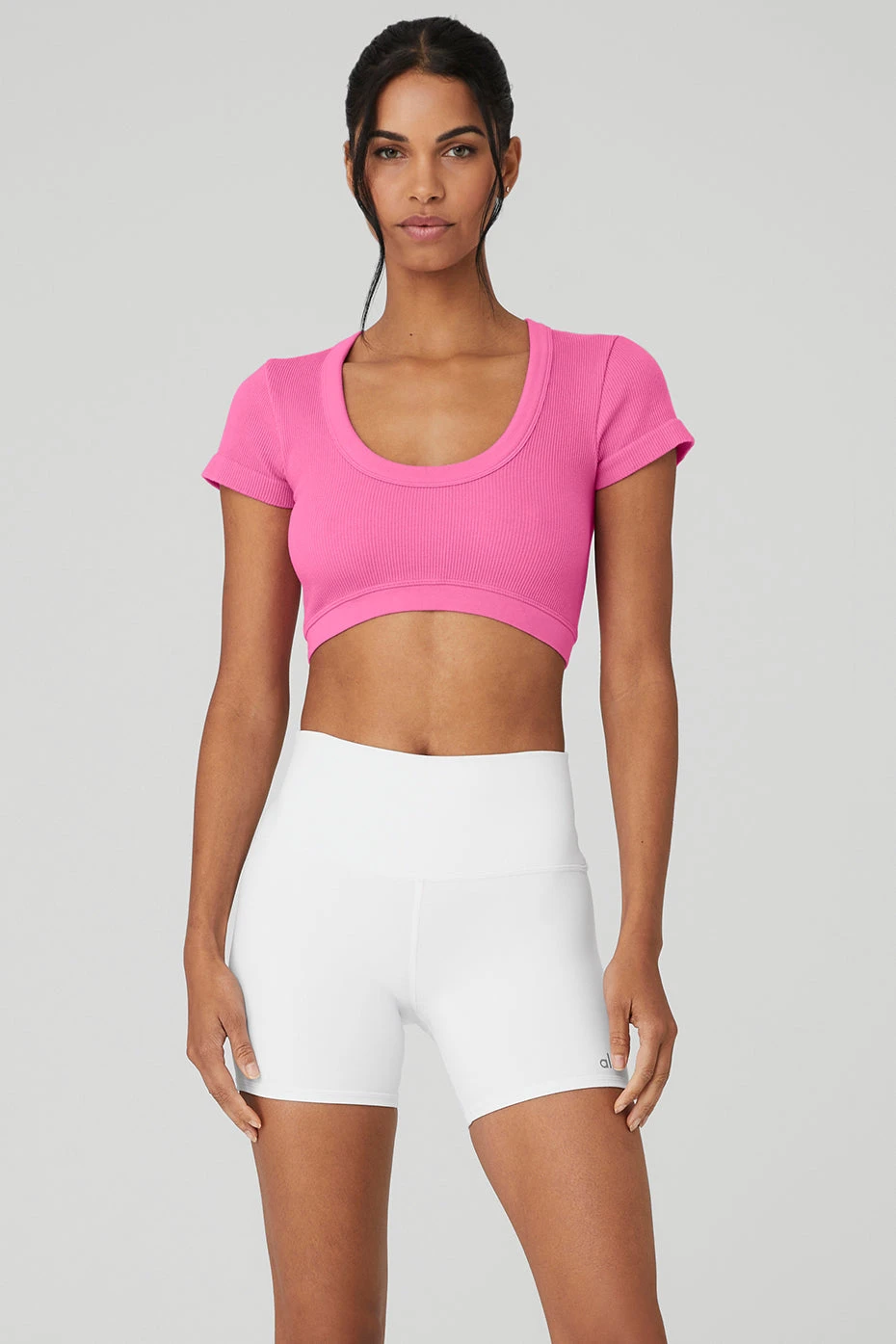 Seamless Ribbed Cropped Serene Short Sleeve - Paradise Pink