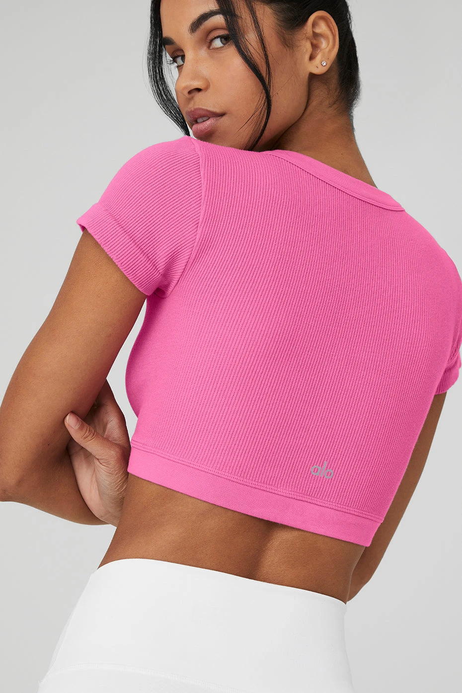 Seamless Ribbed Cropped Serene Short Sleeve - Paradise Pink - Image 4
