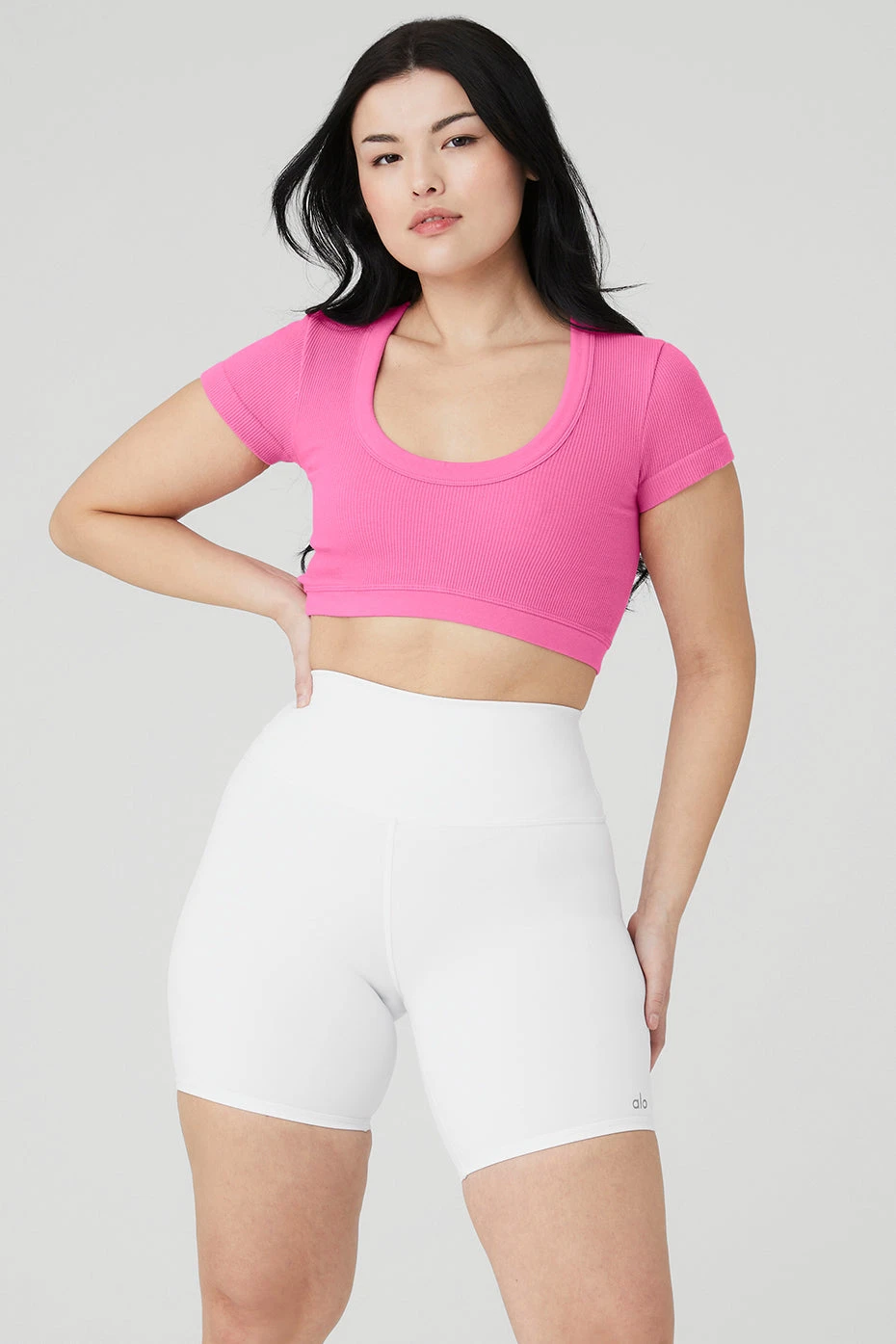 Seamless Ribbed Cropped Serene Short Sleeve - Paradise Pink - Image 6