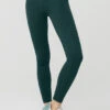 Seamless High-Waist Ribbed Legging - Midnight Green