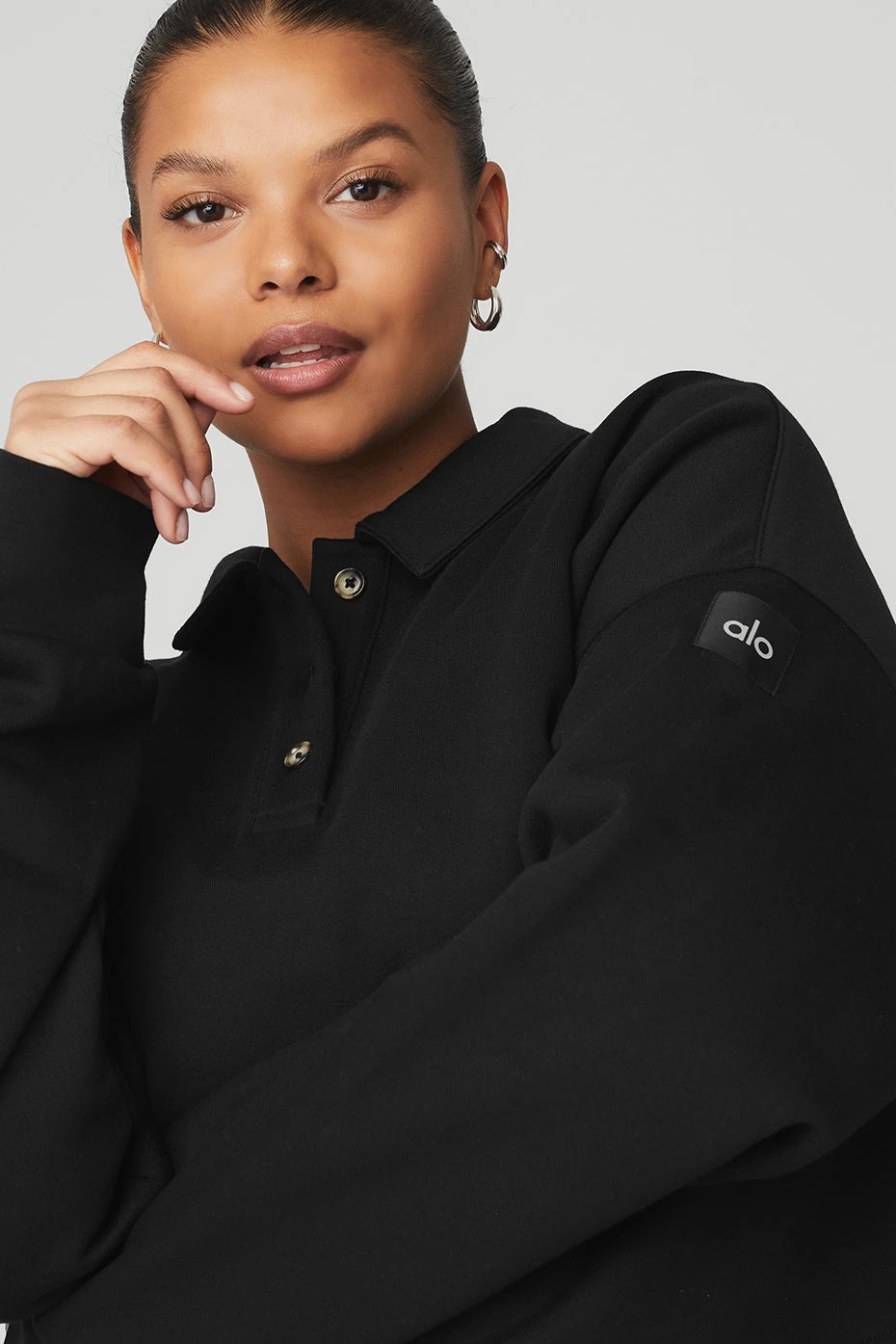 Polo Henley Pullover - Black - Image 8