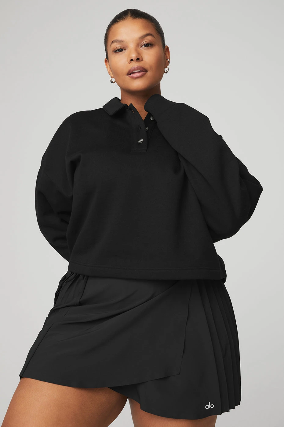 Polo Henley Pullover - Black - Image 10