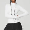 Wellness Rib Mock Neck Long Sleeve - White