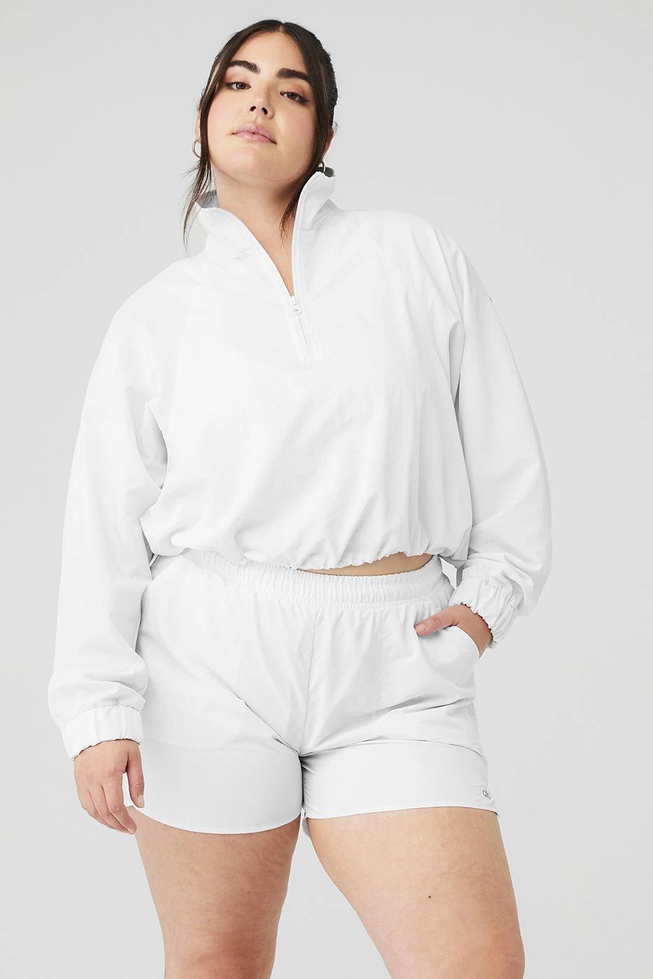 Cropped 1/4 Zip Alumni Pullover - White - Image 5