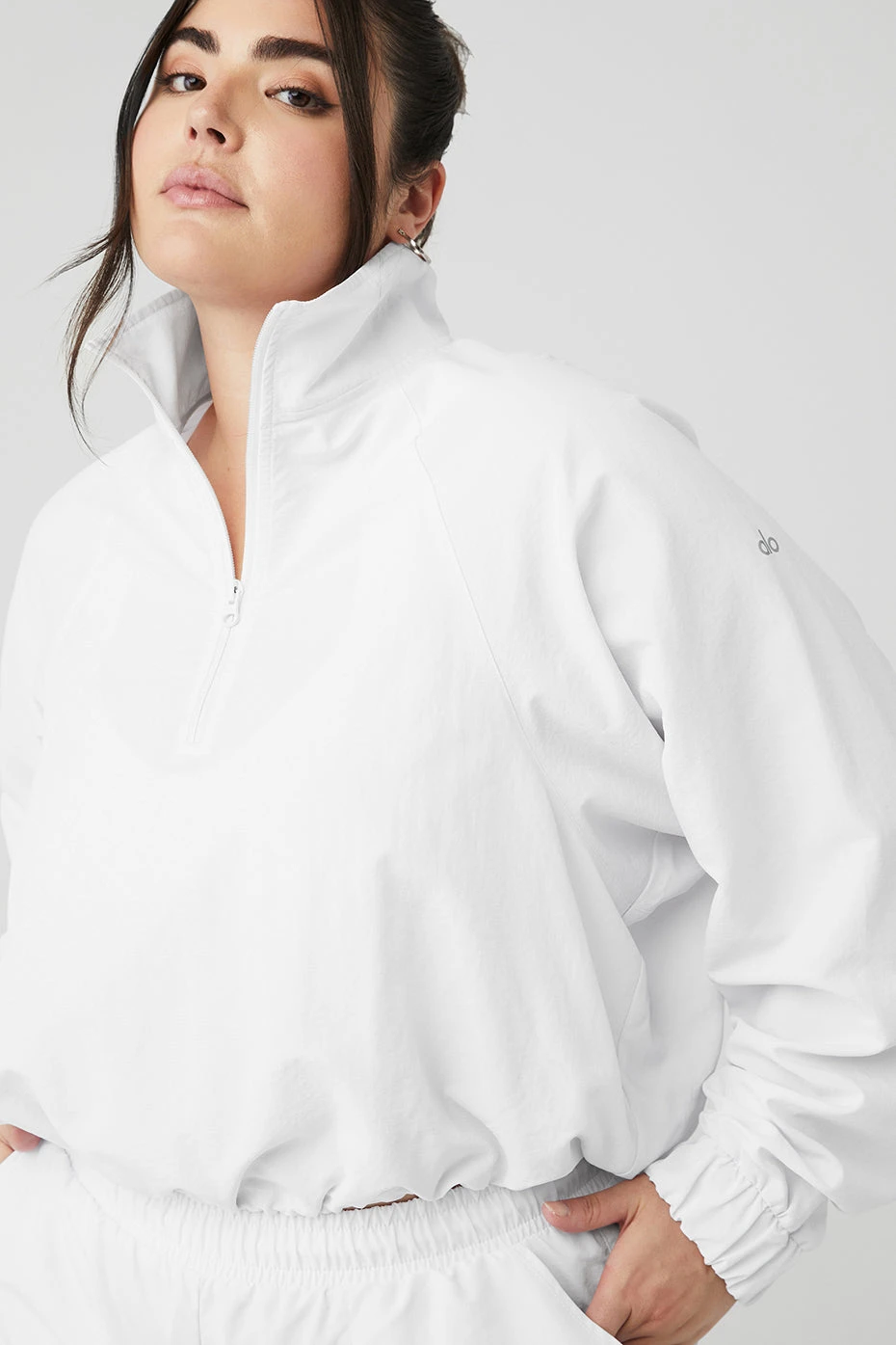 Cropped 1/4 Zip Alumni Pullover - White - Image 8