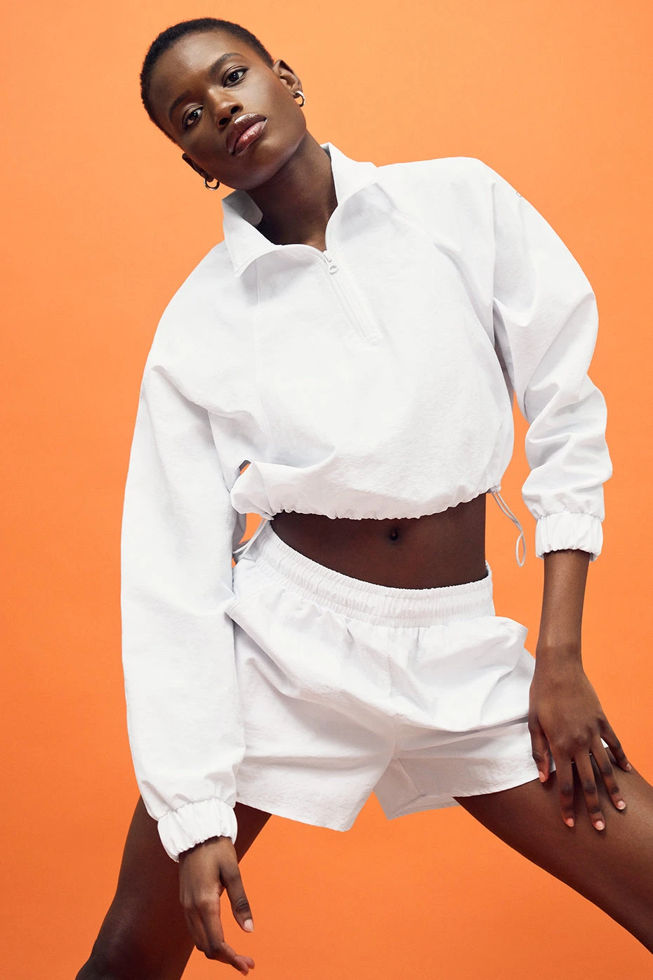 Cropped 1/4 Zip Alumni Pullover - White - Image 9