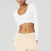 Seamless Ribbed Cropped Serene Long Sleeve - White