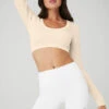 Seamless Ribbed Cropped Serene Long Sleeve - Macadamia