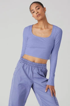 Alosoft Ribbed Show Stopper Long Sleeve Top - Infinity Blue