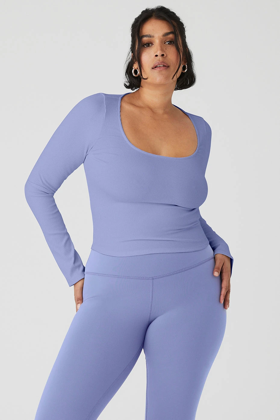 Alosoft Ribbed Show Stopper Long Sleeve Top - Infinity Blue - Image 6