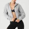Routine Cropped Zip Hoodie - Athletic Heather Grey