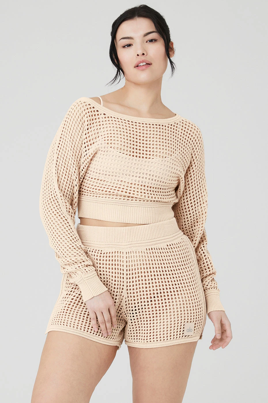 Open-Knit Cropped Chase The Sun Coverup - Macadamia - Image 6