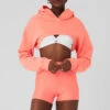 Cropped Shrug It Off Hoodie - Candy Orange
