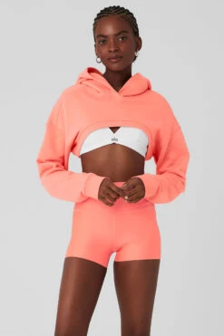 Cropped Shrug It Off Hoodie - Candy Orange