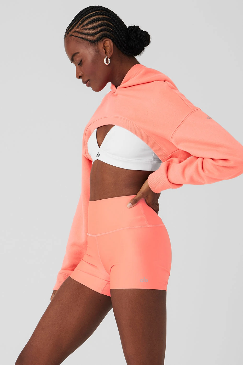 Cropped Shrug It Off Hoodie - Candy Orange - Image 3