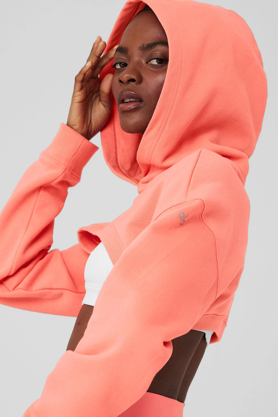 Cropped Shrug It Off Hoodie - Candy Orange - Image 4
