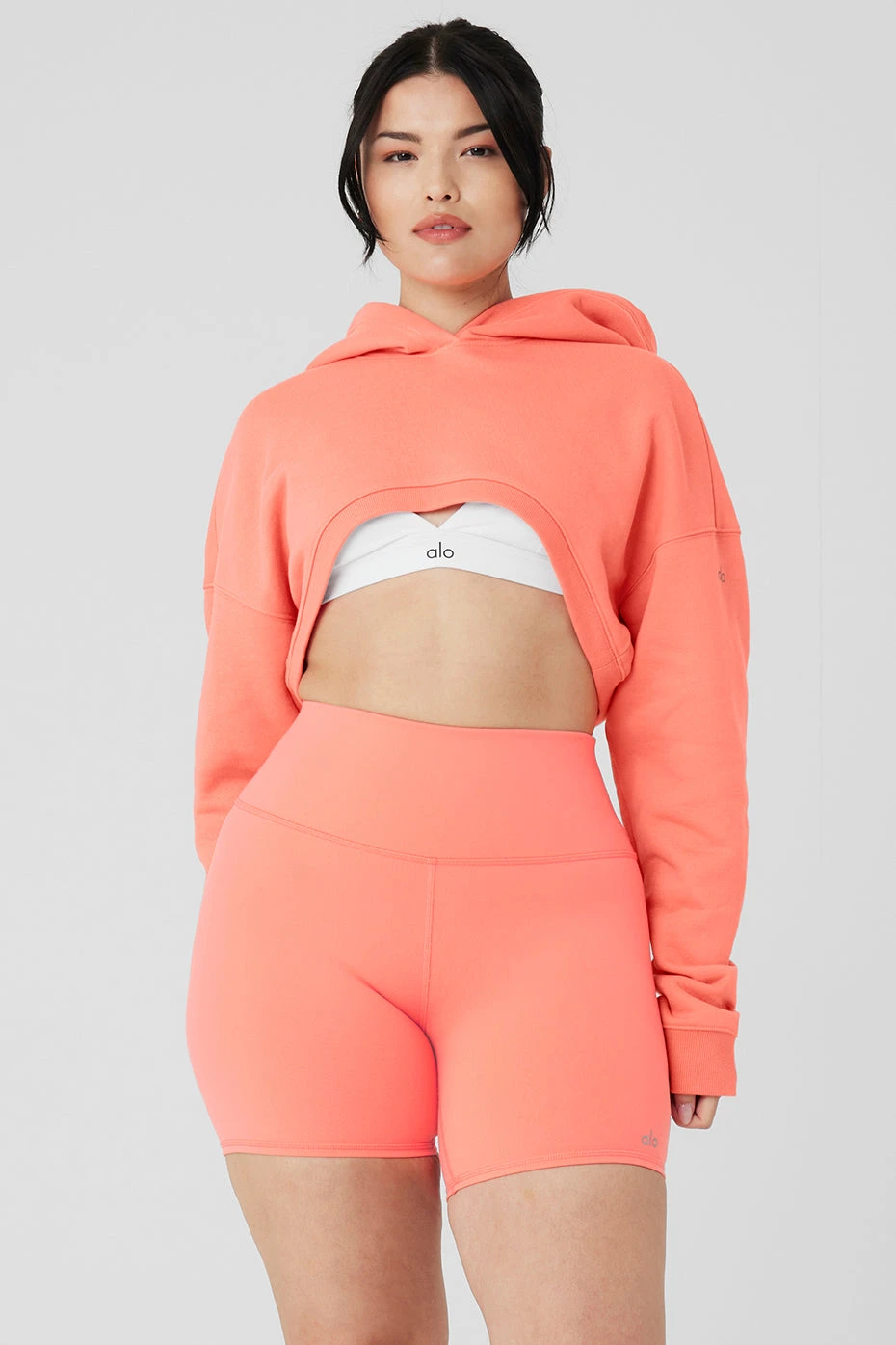 Cropped Shrug It Off Hoodie - Candy Orange - Image 5