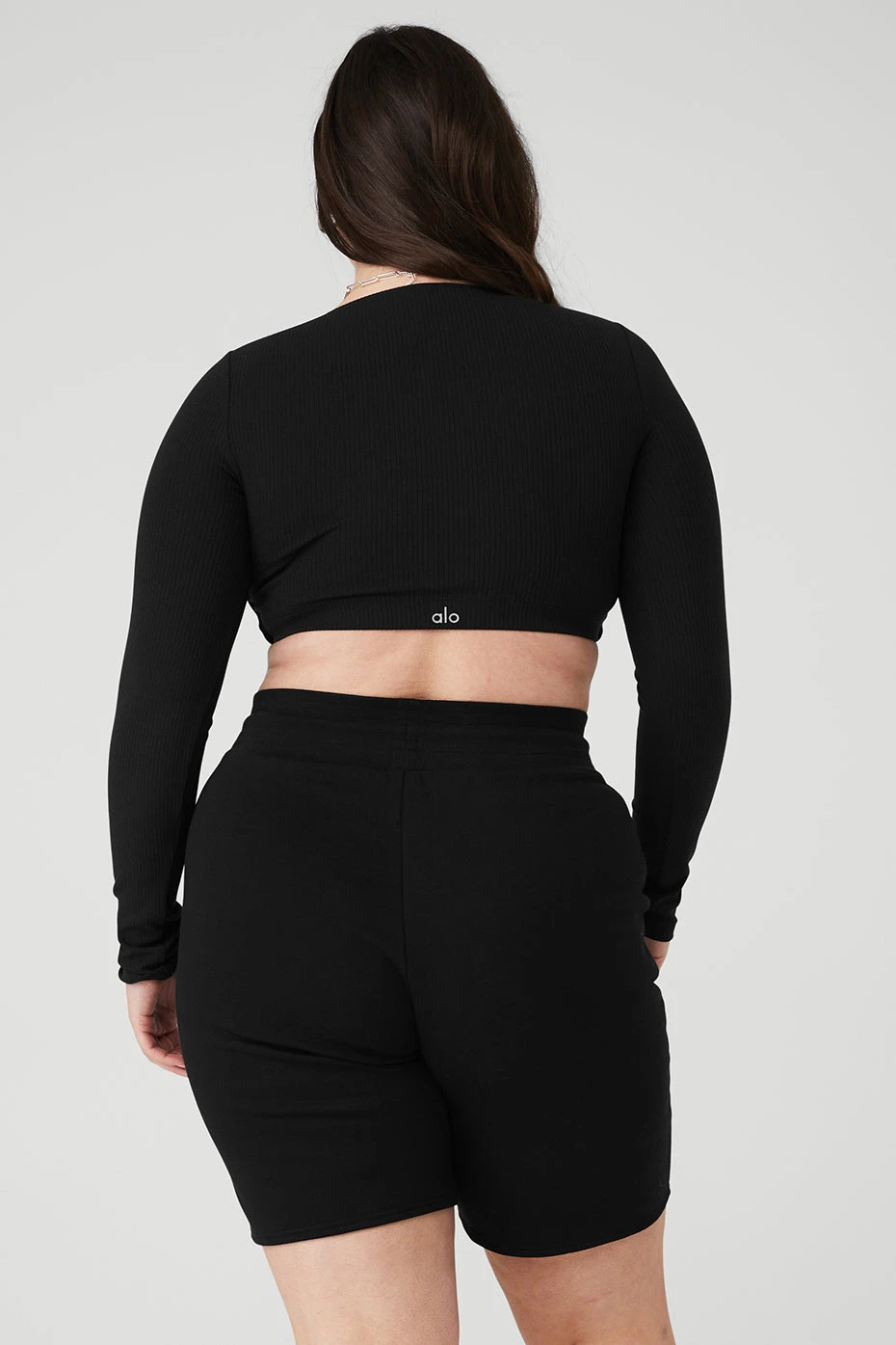 Ribbed Defined Long Sleeve Bra - Black - Image 7