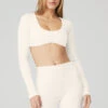 Ribbed Defined Long Sleeve Bra - Ivory