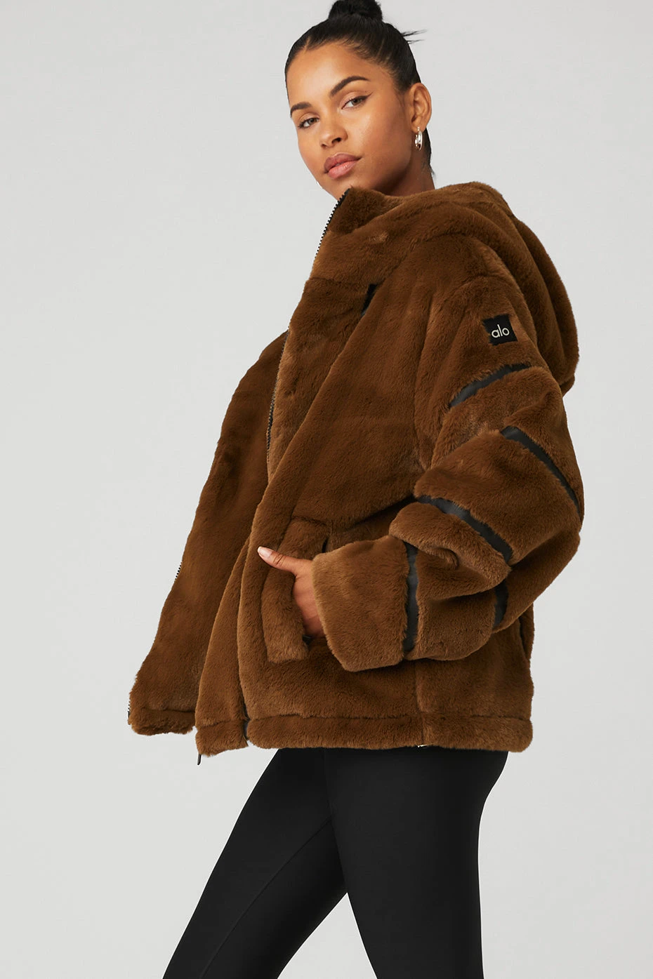 Knock Out Faux Fur Jacket - Chocolate - Image 3