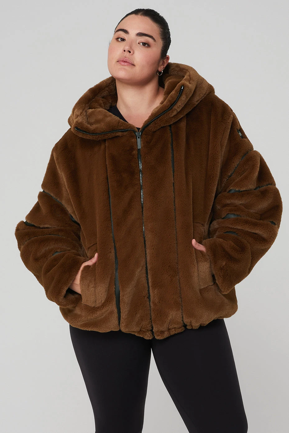 Knock Out Faux Fur Jacket - Chocolate - Image 5