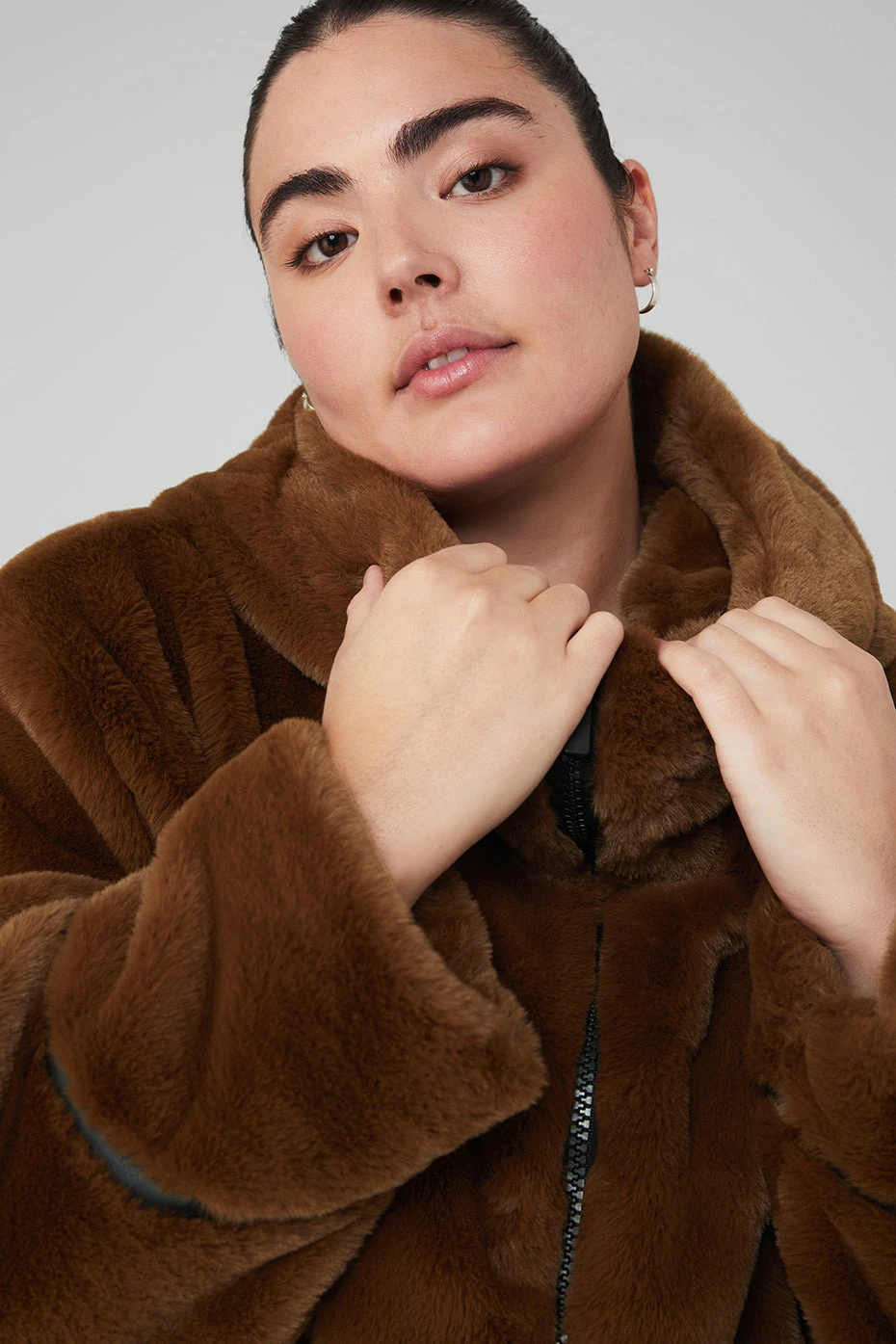 Knock Out Faux Fur Jacket - Chocolate - Image 8
