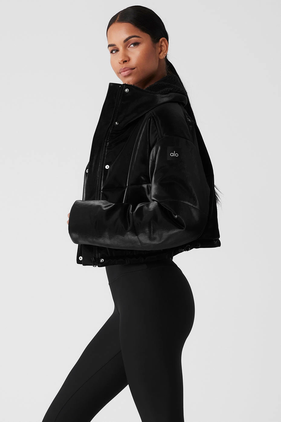 Orion Cropped Puffer - Black - Image 3