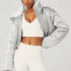 Orion Cropped Puffer - Silver/Ivory