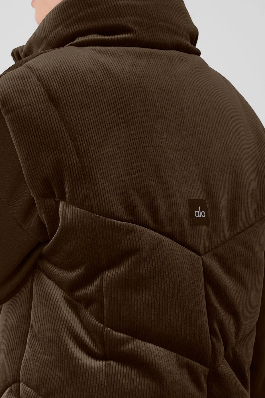 Ribbed Velour Mountain Side Puffer Vest - Espresso - Image 3