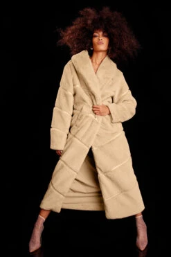 Faux Fur Cascade Jacket - Almond