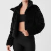 Ribbed Velour Gold Rush Puffer - Black