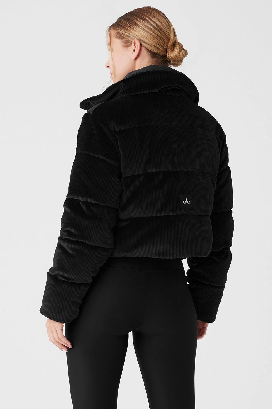 Ribbed Velour Gold Rush Puffer - Black - Image 2