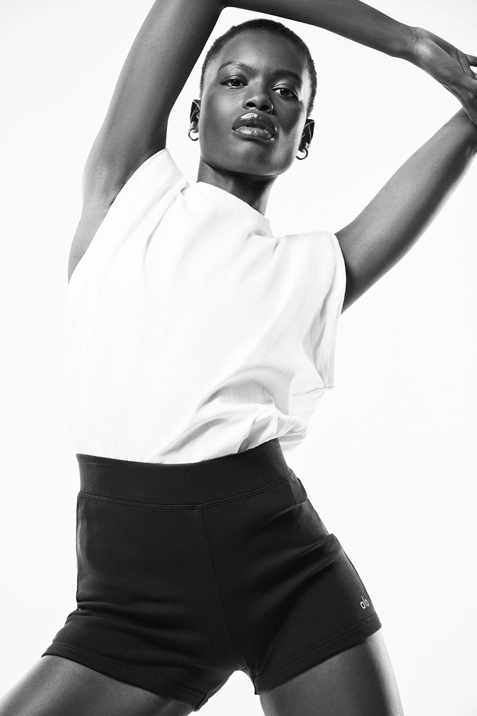 Goddess Ribbed High-Waist Hot Short - Black - Image 5