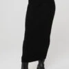 Cashmere Ribbed High-Waist Winter Dream Skirt - Black