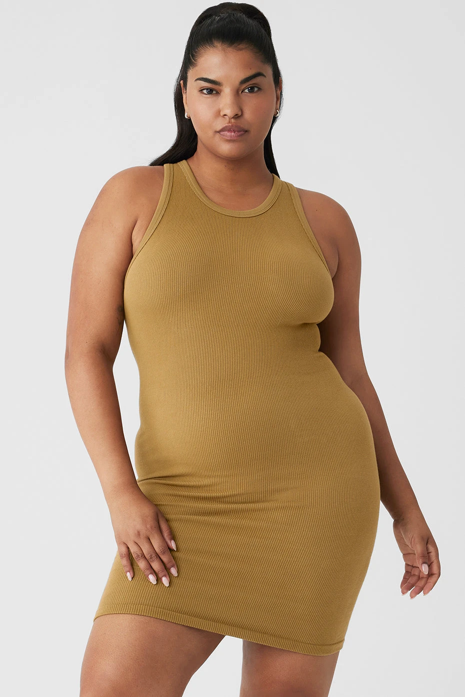 Seamless Ribbed Warm Nights Dress - Golden Olive Branch - Image 6