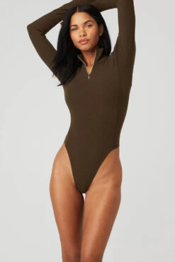 Rise-Up Long Sleeve Bodysuit - Espresso