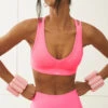 Airlift Ribbed Jump Start V-Neck Bra - Fluorescent Pink Coral
